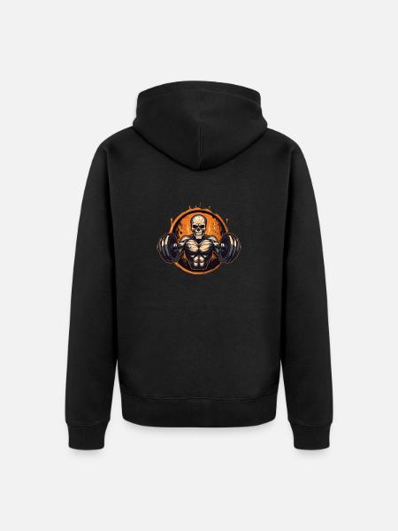 gym skull - Unisex Premium Bio Zip Hoodie - Schwarz