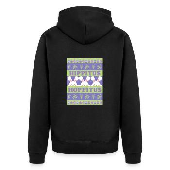 Pâques | Pull moche | Pull moche - Veste à capuche bio Premium Unisexe - noir - Dos - Nico (187cm)