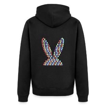 Ostern | Osterhase | Ostereier | Bild in Bild - Unisex Premium Bio Zip Hoodie - Schwarz - Hinten - Nico (187cm)