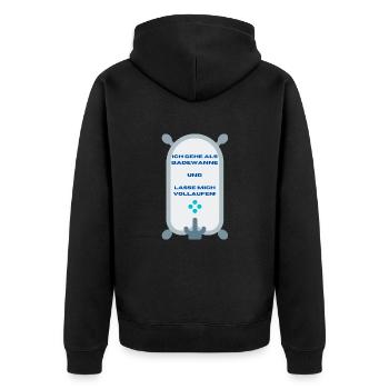 Fasching | Badewanne | Lustig | Spruch | Karneval - Unisex Premium Bio Zip Hoodie - Schwarz - Hinten - Nico (187cm)
