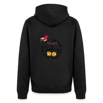 Feiern | Party | Helau| Lustig | Fasching - Unisex Premium Bio Zip Hoodie - Schwarz - Hinten - Nico (187cm)