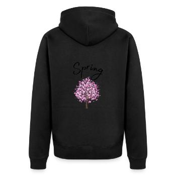 Printemps | Printemps | Arbre | Fleurs | Soleil - Veste à capuche bio Premium Unisexe - noir - Dos - Nico (187cm)