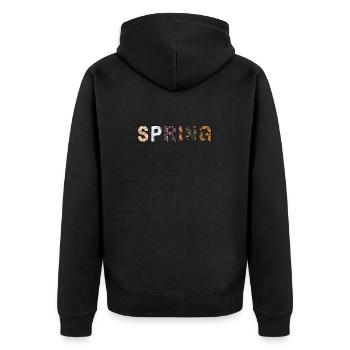 Printemps | Printemps | Arbre | Fleurs | Soleil - Veste à capuche bio Premium Unisexe - noir - Dos - Nico (187cm)