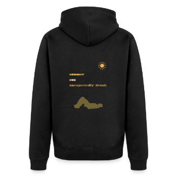 Sommer | Sonne | Getränkeunfall | Lustig | Alkohol - Unisex Premium Bio Zip Hoodie - Schwarz - Hinten - Nico (187cm)
