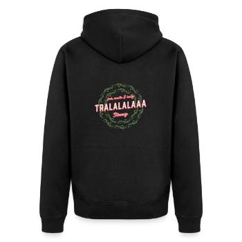 Froh munter lustig tralalalaaa stimmig - Unisex Premium Bio Zip Hoodie - Schwarz - Hinten - Nico (187cm)
