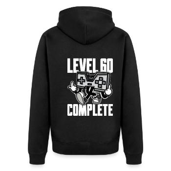 Level 60 Complete Birthday Gift 60 Years - Unisex Premium Organic Zip Hoodie - black - Back - Nico (187cm)
