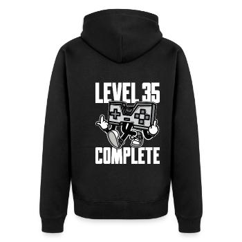 Level 35 Complete Birthday Gift 35 Years - Unisex Premium Organic Zip Hoodie - black - Back - Nico (187cm)