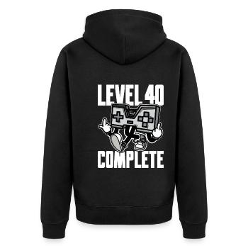 Niveau 40 Cadeau d’anniversaire complet 40 ans - Veste à capuche bio Premium Unisexe - noir - Dos - Nico (187cm)