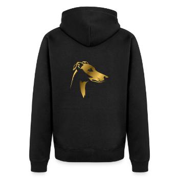 Greyhound greyhound, dog head, drawing gold - Unisex Premium Organic Zip Hoodie - black - Back - Nico (187cm)