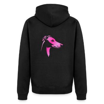 Greyhound greyhound, dog head, pink drawing - Unisex Premium Organic Zip Hoodie - black - Back - Nico (187cm)