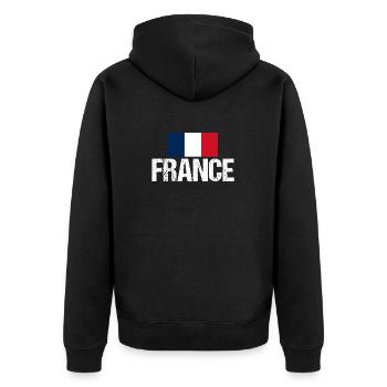 Franzosen Französisch Frankreich - Unisex Premium Bio Zip Hoodie - Schwarz - Hinten - Nico (187cm)