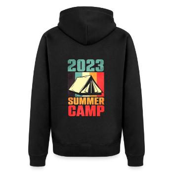 Summer Camp Camping 2023 - Unisex Premium Organic Zip Hoodie - black - Back - Nico (187cm)