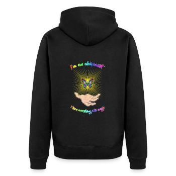JE SUIS UN ALCHIMISTE - Papillon coloré - Veste à capuche bio Premium Unisexe - noir - Dos - Nico (187cm)