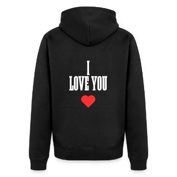 I love you - Unisex Premium Organic Zip Hoodie - black - Back - Nico (187cm)