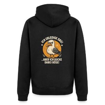 Ich mach das Möwe lustiger Büro Spruch - Unisex Premium Bio Zip Hoodie - Schwarz - Hinten - Nico (187cm)