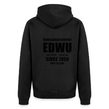 Varrelbusch Airport EDWU 132.565 - Unisex Premium Bio Zip Hoodie - Schwarz - Hinten - Nico (187cm)