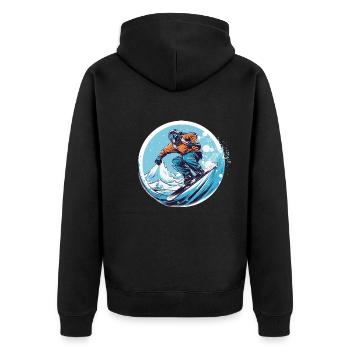 Snowboarding or skiing and then après ski - Unisex Premium Organic Zip Hoodie - black - Back - Nico (187cm)