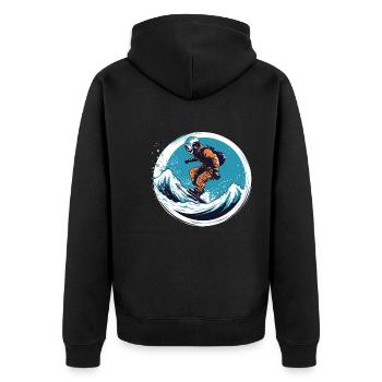 Snowboarding or skiing and then après ski - Unisex Premium Organic Zip Hoodie - black - Back - Nico (187cm)