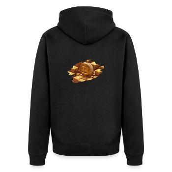 Bitcoin Schatz - Unisex Premium Bio Zip Hoodie - Schwarz - Hinten - Nico (187cm)
