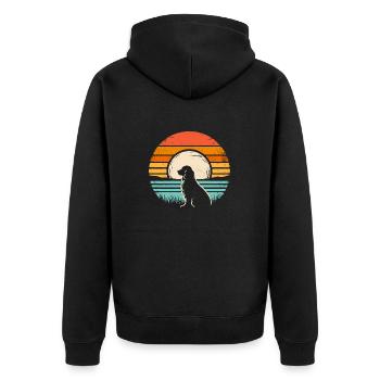 Cocker Spaniel Vintage Sunset dark - Unisex Premium Organic Zip Hoodie - black - Back - Nico (187cm)