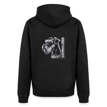 Schnauzer Portrait dessin tête argent - Veste à capuche bio Premium Unisexe - noir - Dos - Nico (187cm)