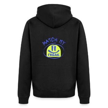 MATCH my freak - Unisex Premium Bio Zip Hoodie - Schwarz - Hinten - Nico (187cm)
