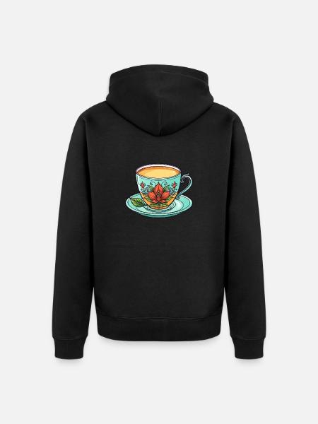 Teacup Neo Traditional - Unisex Premium Organic Zip Hoodie - black