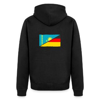 Kasachen Deutschland Kasachstan - Unisex Premium Bio Zip Hoodie - Schwarz - Hinten - Nico (187cm)