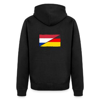 Holland Niederländer Deutschland Niederlande - Unisex Premium Bio Zip Hoodie - Schwarz - Hinten - Nico (187cm)