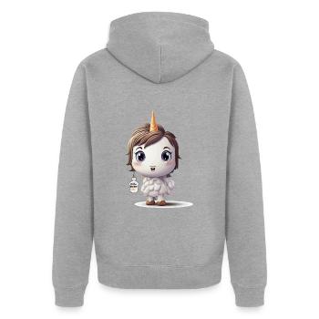 Gläubiger Einhorn Marathon Schlüsselanhänger - Unisex Premium Bio Zip Hoodie - Grau meliert - Hinten - Nico (187cm)