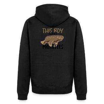Garçon aime les lamantins mignons animaux de mer - Veste à capuche bio Premium Unisexe - noir - Dos - Nico (187cm)