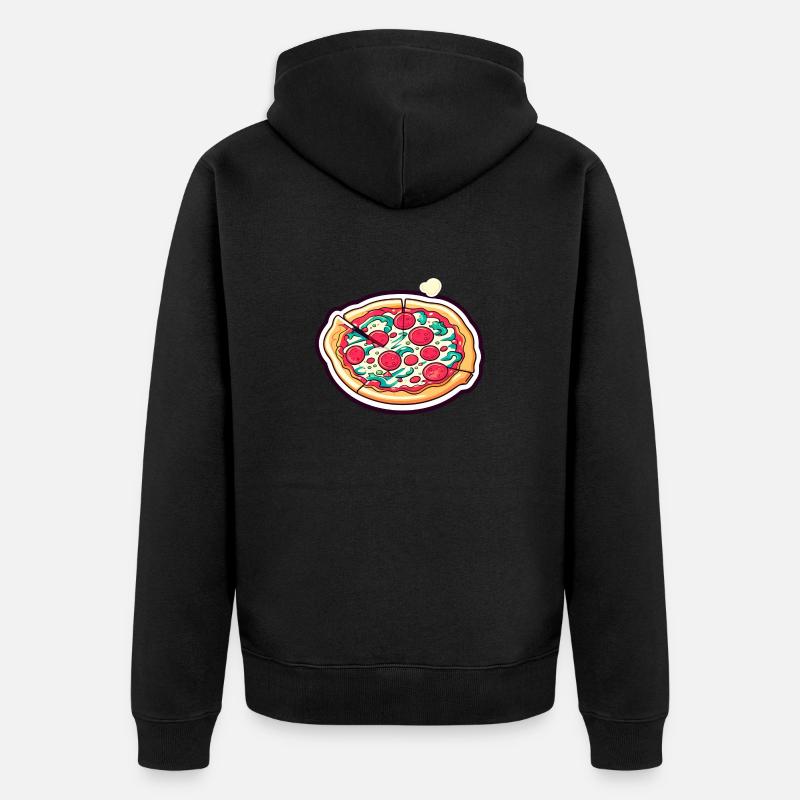 Dessin de tranche de pizza - Veste à capuche bio Premium Unisexe - noir