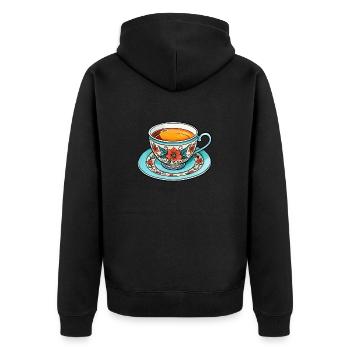 Teetasse Neo Traditional - Unisex Premium Organic Zip Hoodie - black - Back - Nico (187cm)
