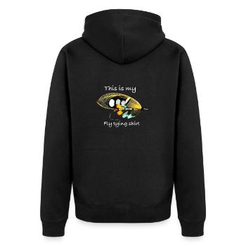 This is my fly tying shirt Black Argus - Unisex Premium Organic Zip Hoodie - black - Back - Nico (187cm)