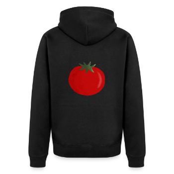 tomato - Unisex Premium Organic Zip Hoodie - black - Back - Nico (187cm)