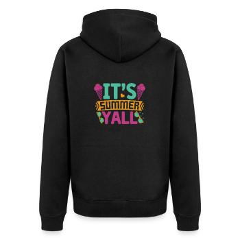 Es ist Sommer Yall - Unisex Premium Bio Zip Hoodie - Schwarz - Hinten - Nico (187cm)