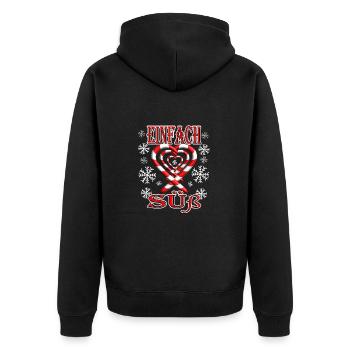 Einfach Süß mit Zuckerstangen Herzchen - Unisex Premium Bio Zip Hoodie - Schwarz - Hinten - Nico (187cm)