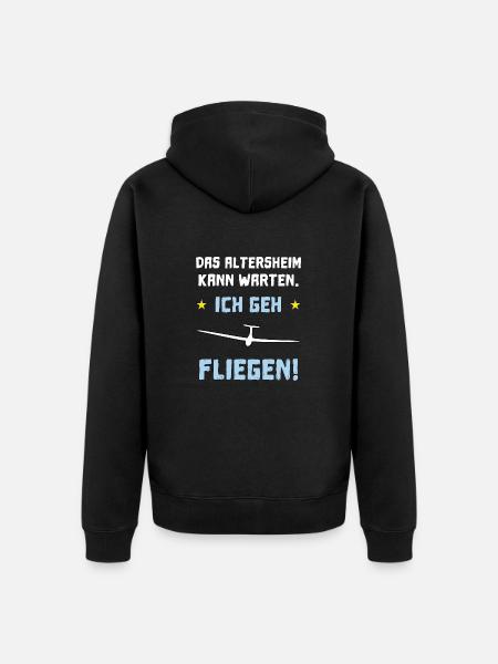 das altersheim kann warten - Unisex Premium Bio Zip Hoodie - Schwarz