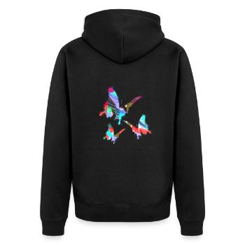 Papillons, Aquarelle, Coloré, Peinture, Graffiti - Veste à capuche bio Premium Unisexe - noir - Dos - Nico (187cm)