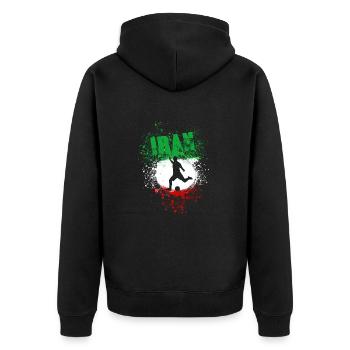 iran, fußball,fußballspieler,free iran,flagge - Unisex Premium Bio Zip Hoodie - Schwarz - Hinten - Nico (187cm)