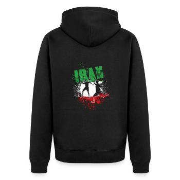 iran, fußball,fußballspieler,free iran,flagge - Unisex Premium Bio Zip Hoodie - Schwarz - Hinten - Nico (187cm)