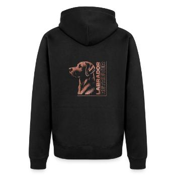 Labrador dessin tête or rose - Veste à capuche bio Premium Unisexe - noir - Dos - Nico (187cm)