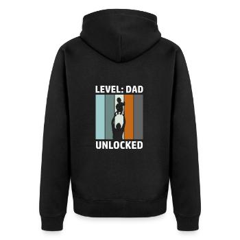 Papa Geschenk Geschenkidee für Väter - Unisex Premium Bio Zip Hoodie - Schwarz - Hinten - Nico (187cm)