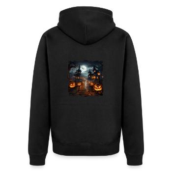 halloween 6 smiles - Unisex Premium Bio Zip Hoodie - Schwarz - Hinten - Nico (187cm)
