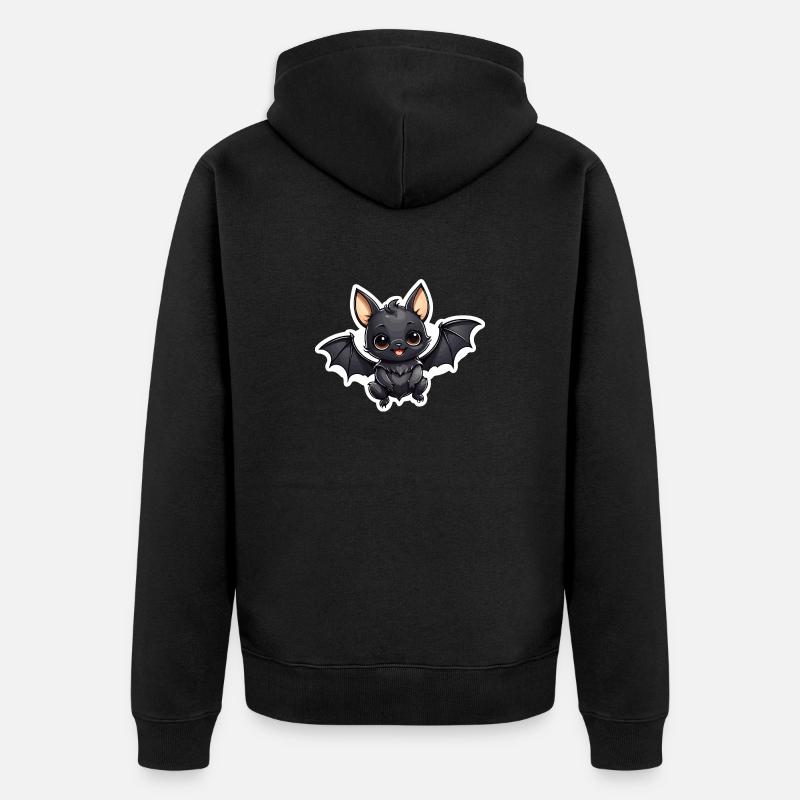 Illustration mignonne de chauve-souris - Veste à capuche bio Premium Unisexe - noir