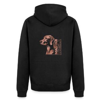 Magyar Vizsla dessin tête or rose - Veste à capuche bio Premium Unisexe - noir - Dos - Nico (187cm)