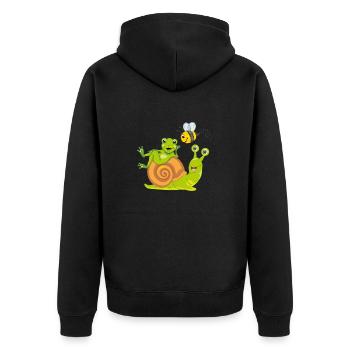Happy bee green frog and snail are best friends - Unisex Premium Organic Zip Hoodie - black - Back - Nico (187cm)