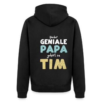 Dieser Geniale Papa Gehört Zu Tim - Unisex Premium Bio Zip Hoodie - Schwarz - Hinten - Nico (187cm)