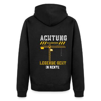 Achtung Die Baggerfahrer Legende... - Unisex Premium Bio Zip Hoodie - Schwarz - Hinten - Nico (187cm)