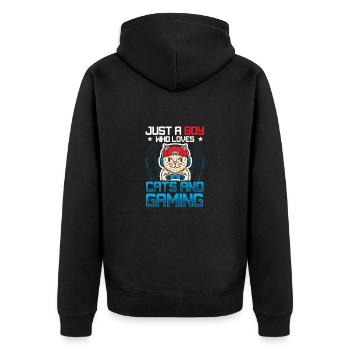 Juste un garçon qui aime les chats et les jeux - Veste à capuche bio Premium Unisexe - noir - Dos - Nico (187cm)